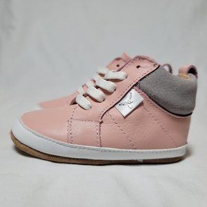 Casual Pink leather and gray suede high top